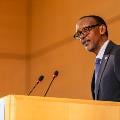 Rwandan President, Paul Kagame at the podium